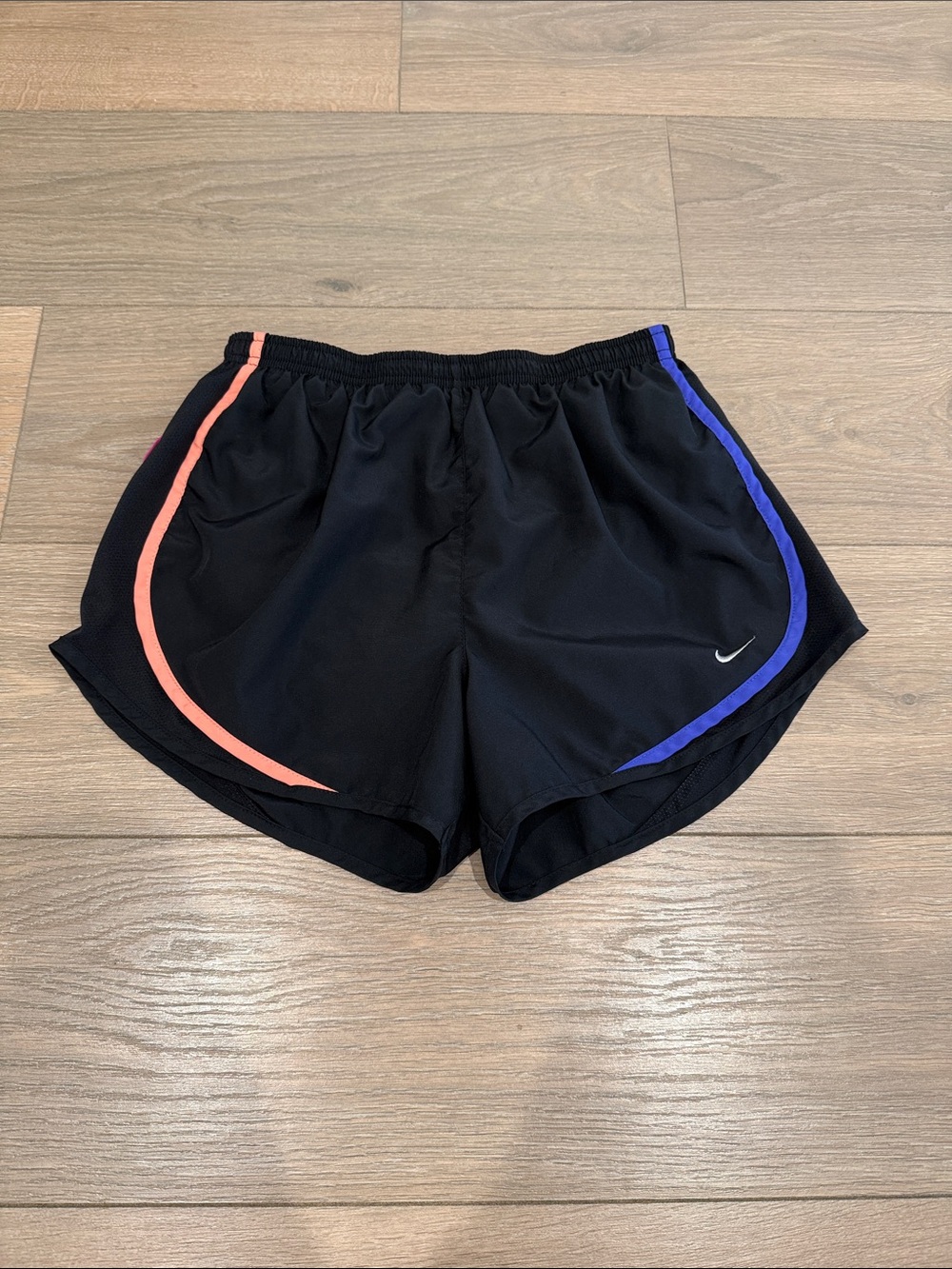 NIKE Black Multi Color Tempo Dri-Fit Active Workout Lined Running Shorts Size M